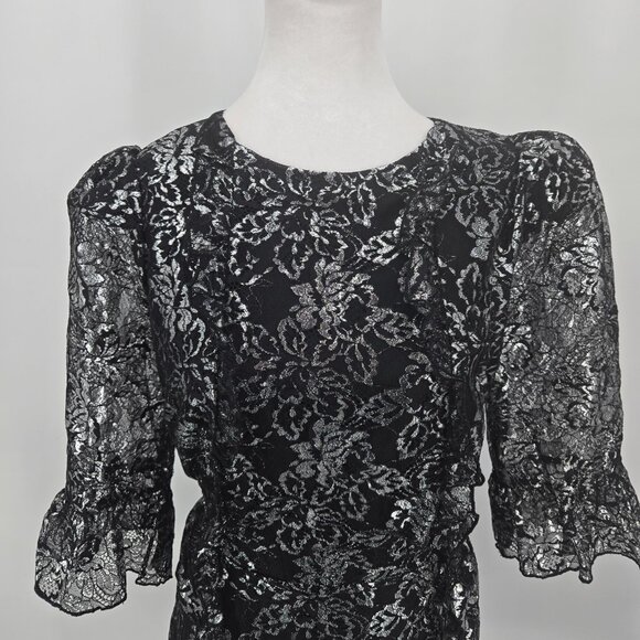 VAMPIRE'S WIFE X H&M "Mystique" Lace Mini Dress Black Silver Size Large NWT - Picture 3 of 9
